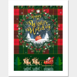 Happy Winter Holiday Christmas & Happy New Year Posters and Art